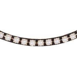 Frontalino in cuoio di vitello con perle Acavallo Marrone scuro / bianco