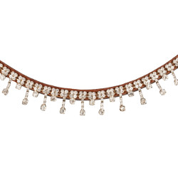 Frontalino in cuoio di vitello con cristalli Queen Acavallo Cognac / trasparente