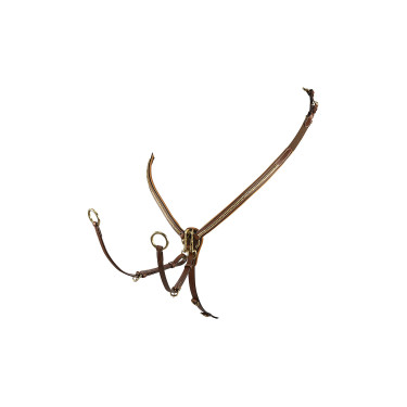 Pettorale in cuoio con borchie in ottone Equestro Cognac Marrone