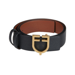 Cintura in pelle liscia reversibile con fibbia con logo Equestro Oro / nero-marrone Cintura in pelle liscia reversibile con fibbia con logo Equestro Oro / nero-marrone