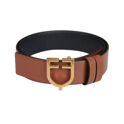 Cintura in pelle liscia reversibile con fibbia con logo Equestro Oro / nero-marrone Cintura in pelle liscia reversibile con fibbia con logo Equestro Oro / nero-marrone