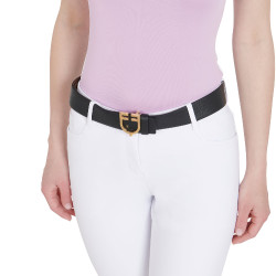 Cintura in pelle liscia reversibile con fibbia con logo Equestro Oro / nero-marrone Cintura in pelle liscia reversibile con fibbia con logo Equestro Oro / nero-marrone
