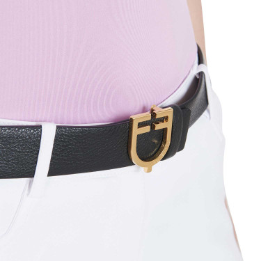 Cintura in pelle liscia reversibile con fibbia con logo Equestro Cintura in pelle liscia reversibile con fibbia con logo Equestro