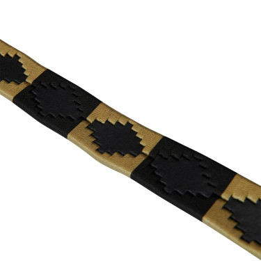 Cintura in pelle con motivo sud-ovest Equestro Nero / beige / nero