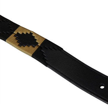 Cintura in pelle con motivo sud-ovest Equestro Nero / beige / nero