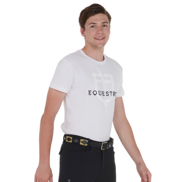 Cintura in pelle con motivo sud-ovest Equestro Nero / beige / nero