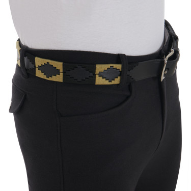 Cintura in pelle con motivo sud-ovest Equestro Nero / beige / nero