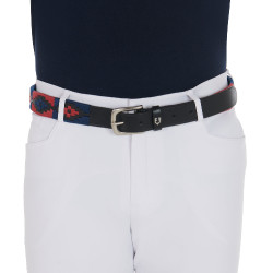 Cintura in pelle con motivo sud-ovest Equestro Nero / blu / bordeaux Multicolore