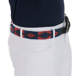 Cintura in pelle con motivo sud-ovest Equestro Nero / blu / bordeaux Multicolore