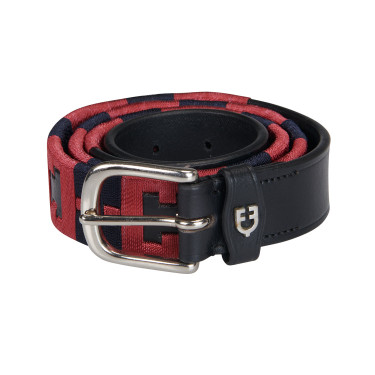 Cintura in pelle con motivo geometrico Equestro Nero / blu / bordeaux