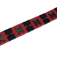 Ceinture en cuir avec motif géométrique Equestro Noir / bleu / bordeaux Ceinture en cuir avec motif géométrique Equestro Noir / bleu / bordeaux