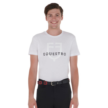 Cintura in pelle con motivo geometrico Equestro Nero / blu / bordeaux Multicolore