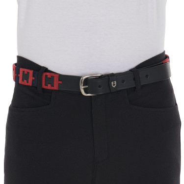 Cintura in pelle con motivo geometrico Equestro Nero / blu / bordeaux Multicolore