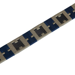 Cintura in pelle con motivo geometrico Equestro Nero / blu navy / grigio Multicolore