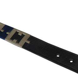 Cintura in pelle con motivo geometrico Equestro Nero / blu navy / grigio Multicolore