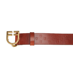 Cintura in pelle con logo e fibbia con logo Equestro Oro / cognac Marrone