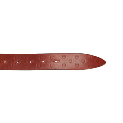 Cintura in pelle con logo e fibbia con logo Equestro Oro / cognac Marrone