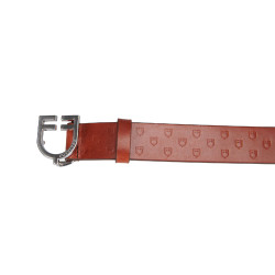Cintura in pelle con logo e fibbia con logo Equestro Argento / cognac Marrone