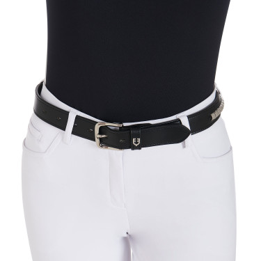 Cintura in pelle con borchie argentate Equestro Nero / argento