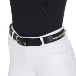 Cintura in pelle con borchie argentate Equestro Nero / argento