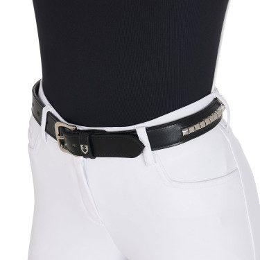 Cintura in pelle con borchie argentate Equestro Nero / argento