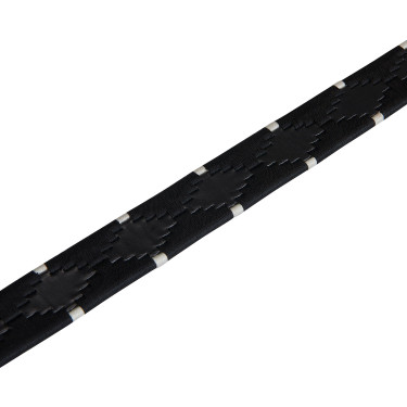 Cintura in pelle con ricamo nero e bianco Equestro Nero
