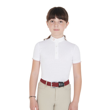 Ceinture élastique enfant avec motif croisé Equestro Bordeaux