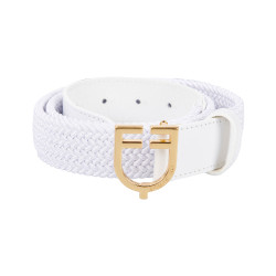 Cintura elastica in pelle con fibbia con logo Equestro