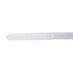 Cintura elastica in pelle con fibbia con logo Equestro Oro / bianco