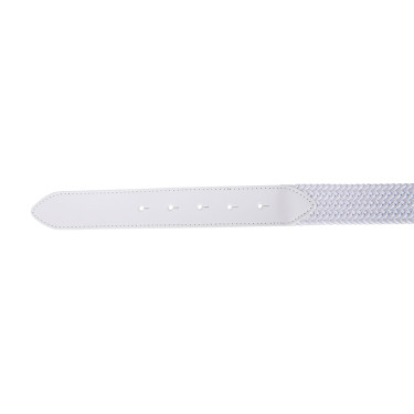 Cintura elastica in pelle con fibbia con logo Equestro Oro / bianco