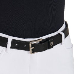 Cintura inglese in cuoio con morso eggbutt e strass Equestro Nero / argento