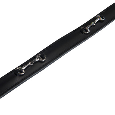 Cintura inglese in cuoio con filetto eggbutt Equestro Nero / argento