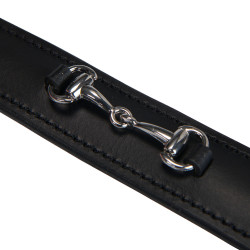 Cintura inglese in cuoio con filetto eggbutt Equestro Nero / argento