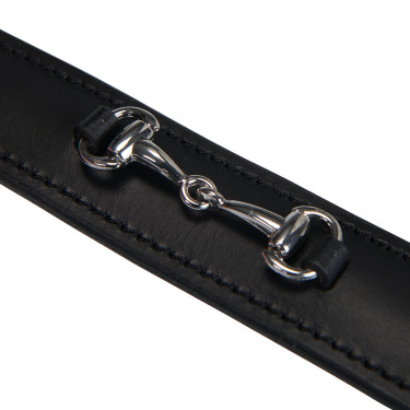 Cintura inglese in cuoio con filetto eggbutt Equestro Nero / argento