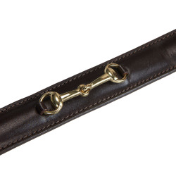 Cintura inglese in cuoio con filetto eggbutt Equestro Marrone / oro