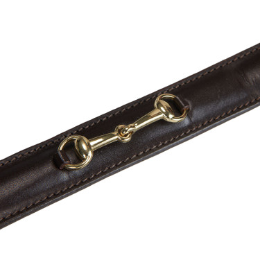 Cintura inglese in cuoio con filetto eggbutt Equestro Marrone / oro