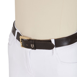 Cintura inglese in cuoio con filetto eggbutt Equestro Marrone / oro