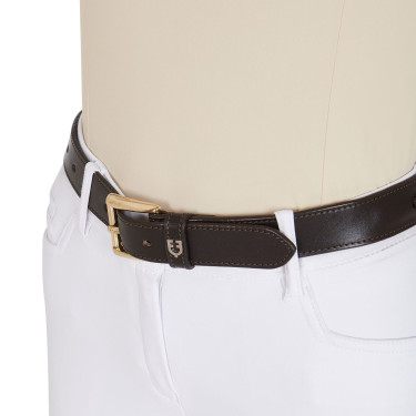 Cintura inglese in cuoio con filetto eggbutt Equestro Marrone / oro