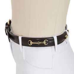 Cintura inglese in cuoio con filetto eggbutt Equestro Marrone / oro