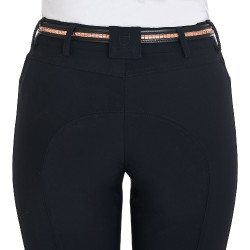 Cintura inglese in cuoio con clincher in oro rosa Equestro Nero