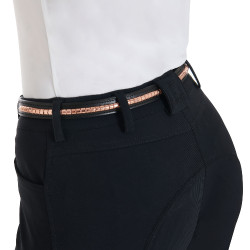 Cintura inglese in cuoio con clincher in oro rosa Equestro Nero