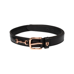 Cintura inglese con morso eggbutt in oro rosa Equestro Nero