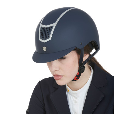 Casco ultraleggero con telaio lucido Eclipse Equestro Marino / argento Blu Casco ultraleggero con telaio lucido Eclipse Equestro Marino / argento Blu