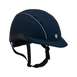 Casco Phantom con logo frontale e inserti in pelle Equestro Marina Blu marino