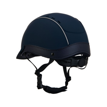 Casco Phantom con logo frontale e inserti in pelle Equestro Marina Blu marino