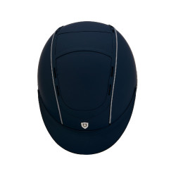 Casco Phantom con logo frontale e inserti in pelle Equestro Marina Blu marino