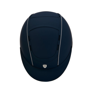 Casco Phantom con logo frontale e inserti in pelle Equestro Marina Blu marino