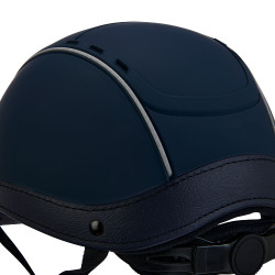 Casco Phantom con logo frontale e inserti in pelle Equestro Marina Blu marino
