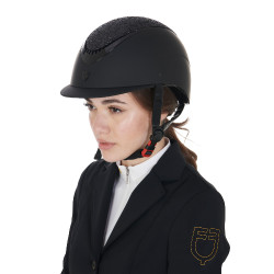 Casco da donna Galaxy con visiera stretta e strass Equestro Nero / nero lucido