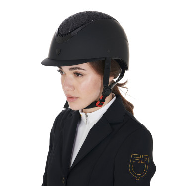 Casco da donna Galaxy con visiera stretta e strass Equestro Nero / nero lucido